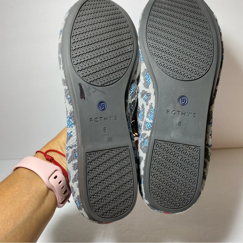 Rothy's The Flat In Gray Leopard Spotted Retired Print Size 8 Ballet Flat